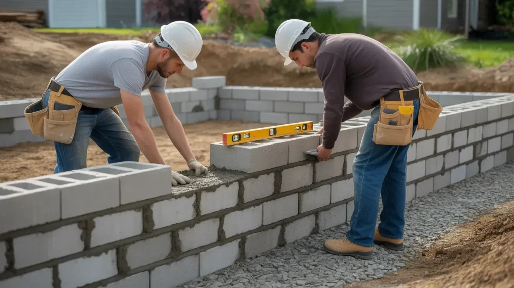 DIY concrete block retaining wall step-by-step construction guide